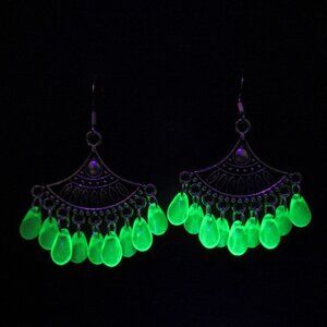Ug drop statement fan earrings